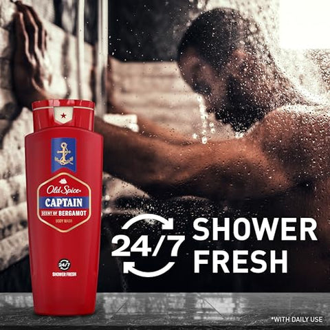 Red Collection Body Wash for Men – Fragrância Capitão – 710 ml (Pacote com 4 unidades) - Old Spice