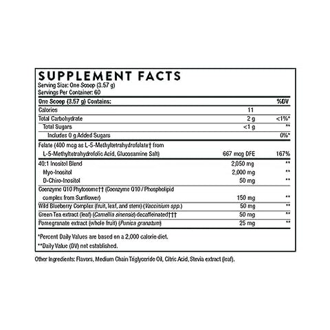 THORNE - Thorne Ovarian Care – Saúde da Mulher – Inositol, CoQ10, Folato e Polifenóis – Promova a Função Ovariana Saudável e a Saúde Reprodutiva – Mixed Berry – 225g – 60 Porções