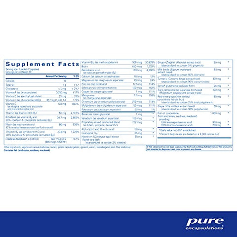 Ultra Pure Pack da Pure Encapsulations – Multivitaminas Diárias Completas – Suporta o Bem-Estar* – com Coenzima Q10, Vitamina C – 100% Puro e Potente – Embalagem com 30 Cápsulas