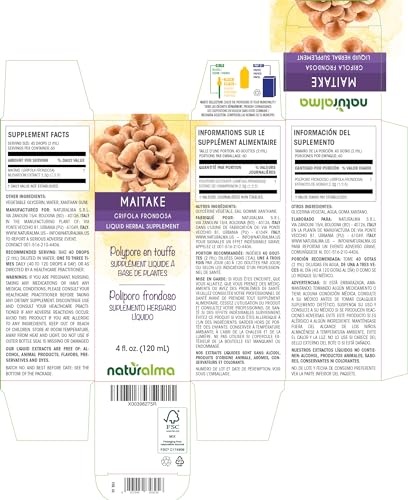 Maitake – Tintura sem álcool de Fungo ou Cogumelo (Grifola frondosa ou Polyporus frondosus) – 120 ml Extrato Líquido em Gotas – Vegano - Naturalma