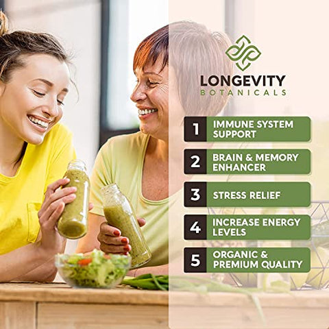 Suplemento de 15 Cogumelos em Cápsulas – Promove um Sistema Imunológico Equilibrado, Clareza Mental, Foco e Relaxamento – 90 Unidades - Longevity Botanicals