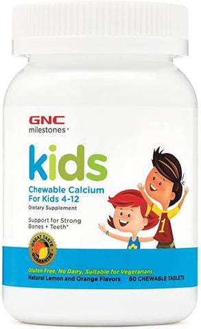 Milestones Kids Chewable Calcium – 60 Tabletes, Fortalece Ossos e Dentes Saudáveis - GNC