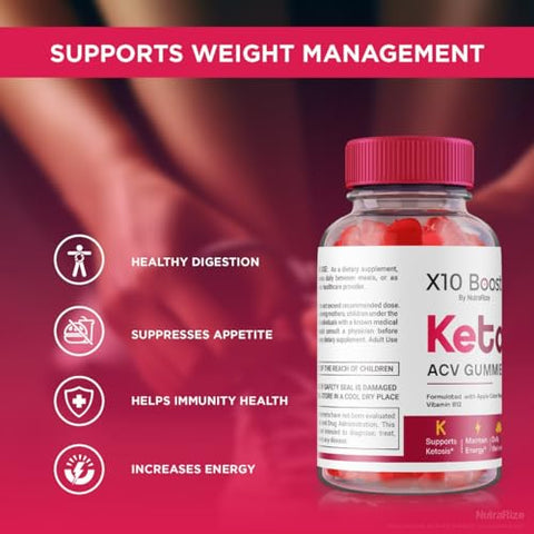 NutraRize - (3 Pacotes) X10 Boost Keto ACV Gummies Avançado para Perda de Peso, Gomas X10 Keto Boost, Goma X10 Boost Keto ACV, XTen Keto, X10Boost Keto ACV Avaliações, Gomas X10 Ketosis Boost ACV