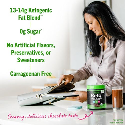 Chocolate – Pó Proteico Vegano Keto Orgânico, 10g Proteína à Base de Plantas, 0g Açúcar*, Abacate - Orgain