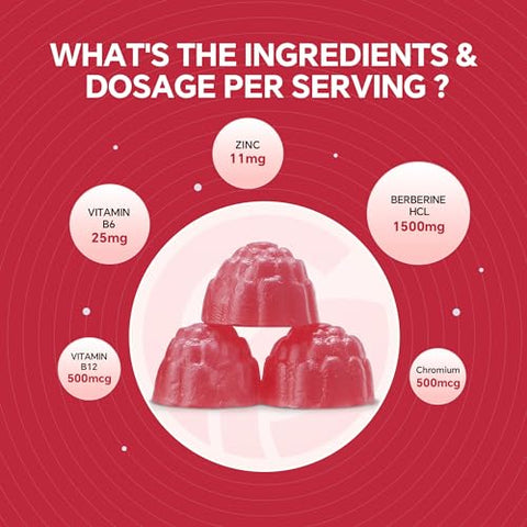 VEETAGYO - Berberine Gummies 1500mg com Canela de Ceilão, Cromo, Cúrcuma e Feno-grego para Equilíbrio Natural do Metabolismo – Berberina HCl de Berberis da Índia