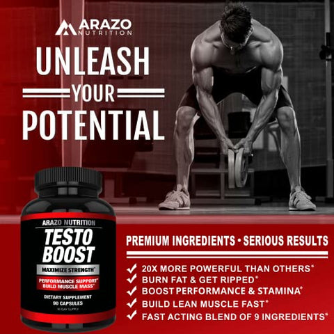 TestoBoost Test Booster – Potente para Aumento de Testosterona - Arazo Nutrition