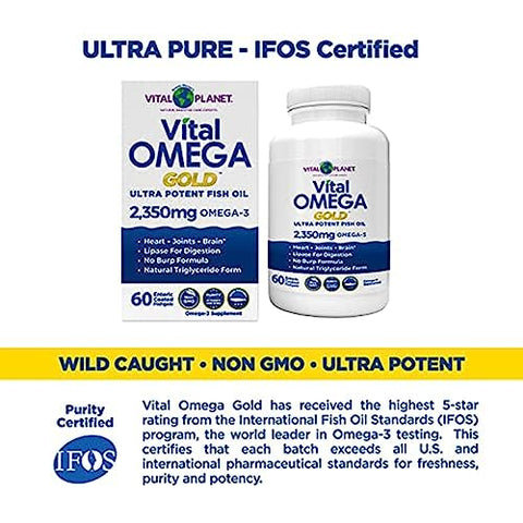 Ômega 3 Ultra Potente de Peixe Selvagem com 2350mg de Ácido Graxo Ômega 3 de Alta Potência EPA e DHA para Apoiar o Cérebro e o Coração – 2350mg Ômega 3 EPA e DHA - Vital Planet