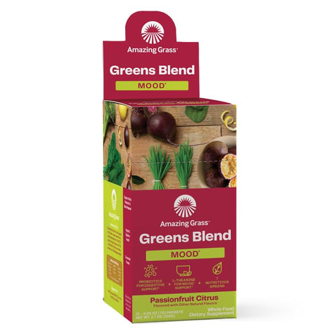 Greens Blend Mood: Super Greens em Pó para Smoothie – Mix para Melhorar o Humor e Relaxar – 200g - Amazing Grass