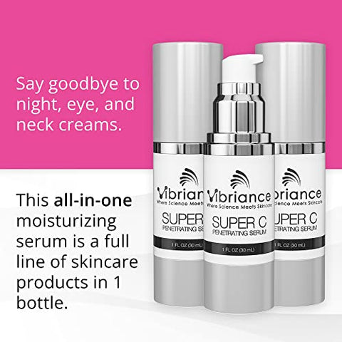 Super C Serum para Pele Madura, Fabricado nos EUA, Fórmula 3 em 1 Hidrata, Firmeza, Levanta, Suaviza, Combate Manchas e Rugas, Serum de Vitamina C; 30 ml - Vibriance