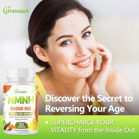 Ursinquil - Sublingual NMNH 500mg – Suplemento NAD para Impulsionar os Níveis de NAD à Medida que Envelhecemos – Anti-Envelhecimento, Energia, Imunidade – 120 Cápsulas