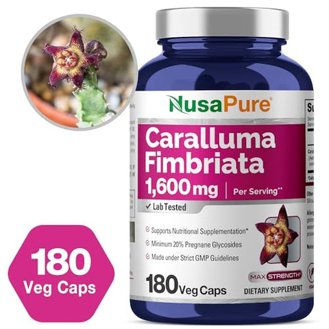 Caralluma Fimbriata 1600mg – 180 Cápsulas Vegetais (Sem OGM, Vegano) - NusaPure