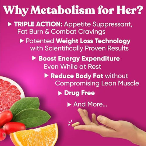 Eu Natural - Metabolismo para Ela – Pílulas para Emagrecimento Feminino – Inibidor de Apetite, Queimador de Gordura, Estimulante de Metabolismo – Combate Desejos