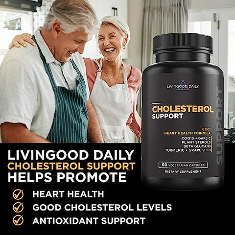 Support – Suplemento para Saúde com Beta Glucanos, Esterois de Pinho, CoQ10 e Raiz de Alho – LDL | 60 cápsulas | Marca Livingood - Livingood Daily