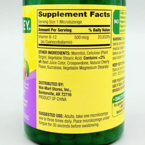 FUSION SHOP STORE Smart choices,meaningful life! - Sublingual B12 500 mcg – Spring Valley 500 mg Sabor Cereja 200 comprimidos (Pacote de 1) – Fusion Shop Store