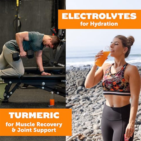 Pó de Cúrcuma, Mistura de Bebida Eletrolítica em Pacotes de Hidratação 32 Porções | Maracujá Limonada | Pó de Eletrólitos Saudável com Cúrcuma, Vitamina C, Zinco - ZYN