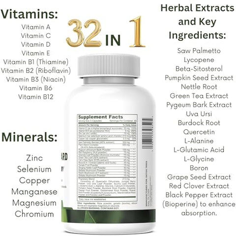 Detox Trees - ProstaGuard – Suplemento para a Próstata com Extrato de Saw Palmetto, Pygeum Africanum, Beta Sitosterol e Zinco para a Saúde da Próstata