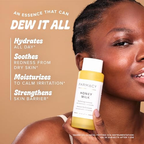 Honey Milk Hydrating Essence com Ceramidas – Primer Facial Hidratante, Restaura a Barreira de Umidade, Suaviza Rugas | 30ml - Farmacy