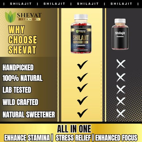SHEVAT VITAMINS - Shilajit Gummies para Homens – Energia e Vitalidade | 60 gummies