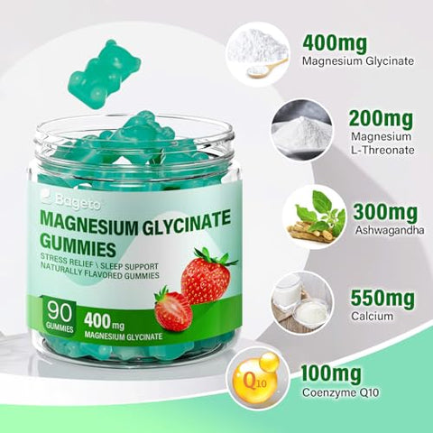 Bageto - Gomas de Magnésio Glicinato 400mg para Adultos – Marca: Primeiro