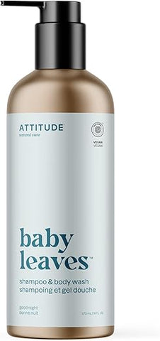 Baby Shampoo e Body Wash 2 em 1, Verificado pela EWG, Testado Dermatologicamente, Vegano, Boa Noite, Frasco de Alumínio, 473 mL - ATTITUDE