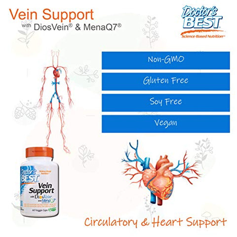 Doctor's BEST - Suporte para Veias Doctor’s Best com Diosvein – Fórmula Avançada para Saúde Vascular