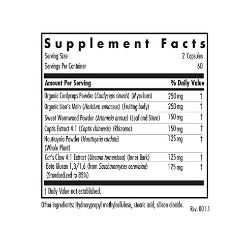 Suplemento Phyto Tick Defense – Complexo de Cogumelos em Cápsulas – Nootrópico com Lions Mane, Cordyceps, Beta Glucans – 120 cápsulas - Allergy Research Group