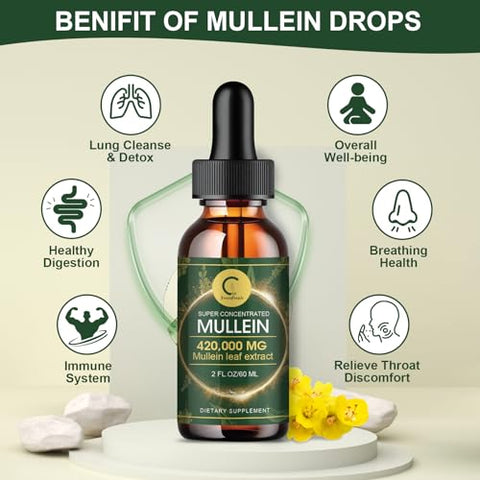 GPGP GreenPeople - (2 Pacotes) Gotas de Mullein para Pulmões – 14000mg Extrato de Folha de Mullein para Desintoxicação Pulmonar