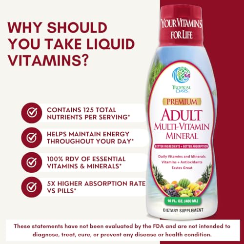 Multivitamínico Líquido para Adultos com 125 Nutrientes, Incluindo 85 Vitaminas – 125ml - Tropical Oasis