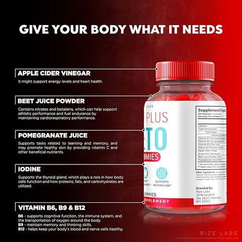 rize labs - (3 Pacotes) Gomas Slim Plus Keto ACV, Oficial para Perda de Peso Avançada, Suplemento SlimPlus Keto ACV, Goma de Vinagre de Maçã 100% Natural, Slim
