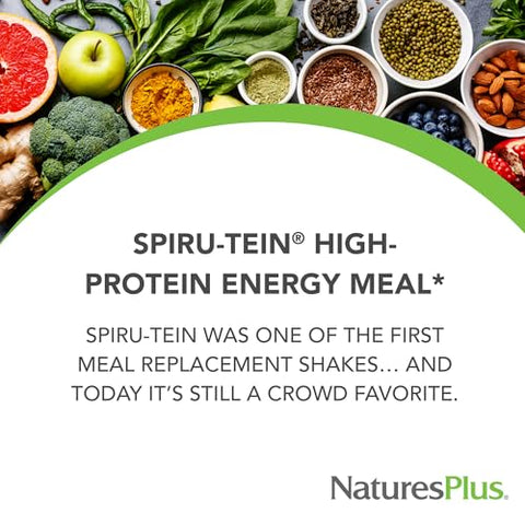 SPIRU-TEIN Chocolate – 1.05 lb – Shake Proteico à Base de Plantas – Não-OGM, Vegetariano, Sem Glúten – 17 Porções Totais - Natures Plus