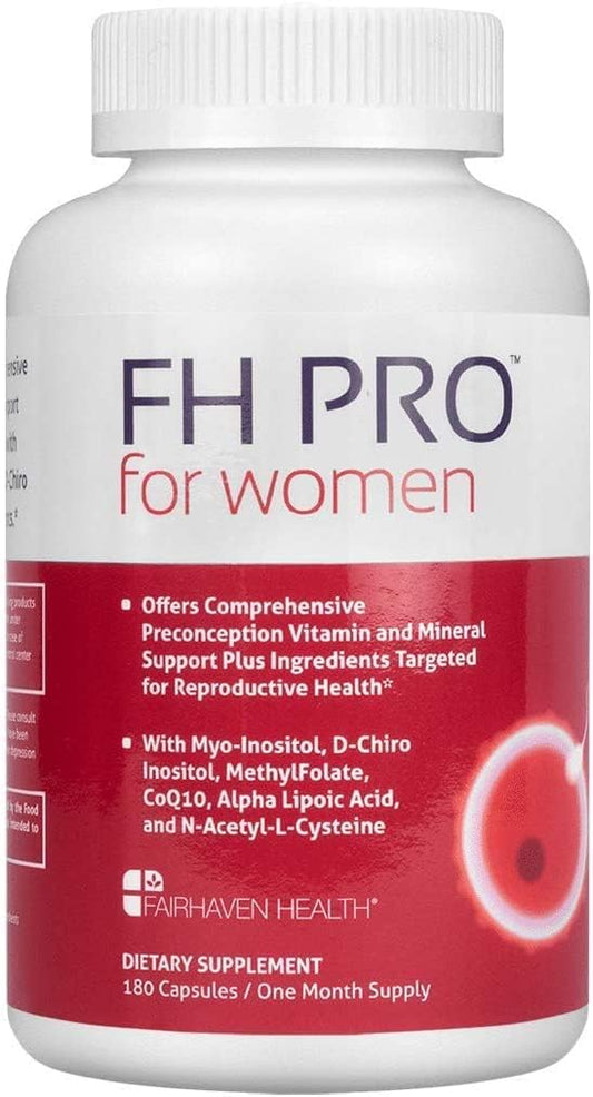 FH Pro para Mulheres | Suplemento Premium de Fertilidade para Mulheres | Regularidade do Ciclo e Qualidade dos Óvulos | Multivitamínico Feminino para Suporte à Concepção | 180 Cápsulas - Fairhaven Health