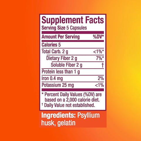 Fibra de Casca de Psyllium, 3 em 1 para Saúde Digestiva, à Base de Plantas, 100 Cápsulas (Pacote com 2) - Metamucil