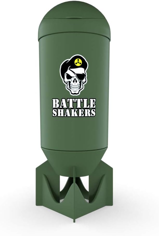 Bomb | Garrafa Shaker Temática Militar | Copo à Prova de Vazamentos com Compartimento de Armazenamento | Misture Pós Proteicos - Battle Shakers