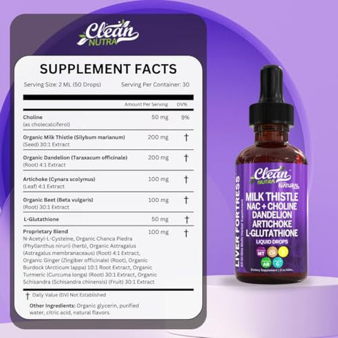 Clean Nutraceuticals - Desintoxicação do Fígado com Cardo de Leite e NAC – Limpeza Potente – 60 Cápsulas