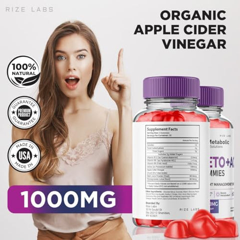 rize labs - (3 Pacotes) Gomas Metabolic Solutions Keto ACV, Avançado para Perda de Peso, Fórmula Avançada, Avaliações Metabolicsolutions (180 Gomas)