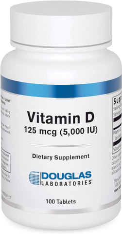 Vitamina D (5.000 UI) | Suplemento de Vitamina D3 para Apoiar a Saúde Imunológica, Níveis de Cálcio e Ossos* | 100 Comprimidos - Douglas Laboratories