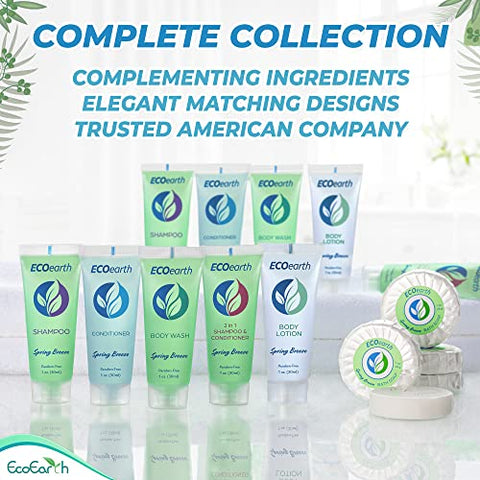 Travel Size Body Wash 1 fl oz (30 ml, 100 PK, Spring Breeze) – Hóspedes Encantados com um Sabonete Revitalizante e Refrescante para Hotéis – Mini e Pequeno Tamanho de Qualidade para Hóspedes - EcoEarth