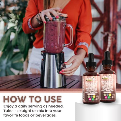 Clean Nutraceuticals - Defend Black Walnut: Gotas Líquidas com Artemísia, Graviola, Alho, Semente de Abóbora, Pau D’Arco, Orégano, Cúrcuma, Berberina e Neem – Clean Nutra