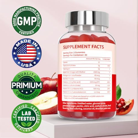 DDUYIE - (3 Pacotes) Gummies Keto ACV Extreme de 1500MG, Gummies, Vinagre de Maçã Formulado com Pó de Romã e Beterraba e B12, Vegano e Não GMO, 180 Gummys