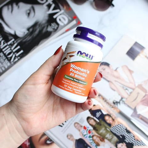 Probiótico Feminino, 20 Bilhões, Fórmula Especial com Três Cepas Probióticas Clinicamente Testadas, 50 Cápsulas Vegetais - NOW Foods