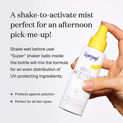 Mist Refrescante (Re)setting, 30 ml – FPS 40 PA – Fixa Maquiagem, Refresca Proteção UV - Supergoop!