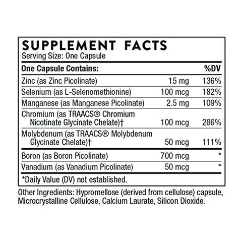 THORNE - Thorne Pic-Mins – Complexo de Minerais Traços com 7 Minerais Traços Essenciais – 90 Cápsulas