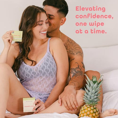 Sweetums - Lenços íntimos femininos para mulheres, embalados individualmente – Lenços íntimos com sabor e pH balanceado – Pacote com 10 unidades (Pina Colada)