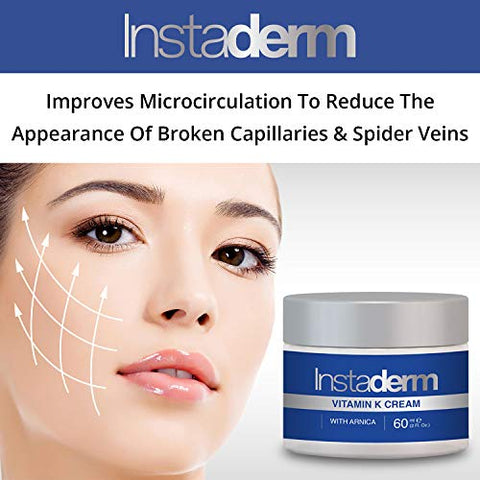 Instaderm - Creme de Vitamina K – Fórmula de Cicatrização de Hematomas com Arnica. Hidratante para Manchas Escuras causadas por Hematomas e Vasinhos