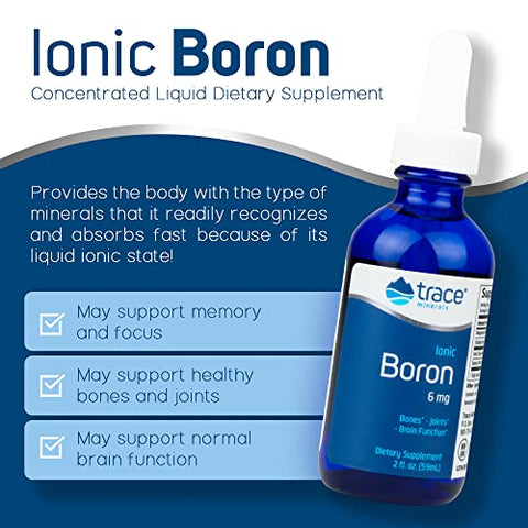 Boron Líquido Iônico | 6 mg de Boro | Suporta Metabolismo Ósseo Normal, Função Cerebral | Marca: Trace Minerals - Trace Minerals