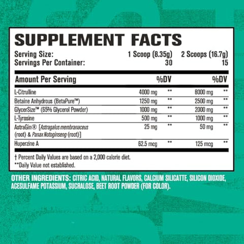 Pumpsurge Pré-Treino Sem Cafeína para Homens – Energia Explosiva e Foco Intenso | 300g - Jacked Factory