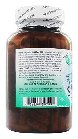 s Silica 500mg Tabs 200 – Suplemento de Sílica para Cabelos e Unhas Fortes | Comprar Online - World Organic