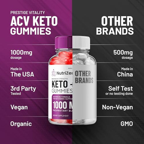 Indelo - NutriZen Keto ACV Gummies – Fórmula Avançada Nutri Zen Keto Plus ACV Gummies Apple Cider Vinegar Keto Nutrizen Gummies (60 Gummies)