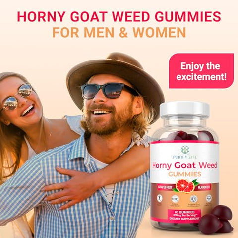 Purify Life - Potente Horny Goat Weed para Homens e Mulheres (Máxima Potência Mastigáveis 800mg), Gomas de Extrato de Horny Goat Weed para Gerenciamento de Energia, Desempenho e Resistência – Vegano, Sem Glúten, Natural