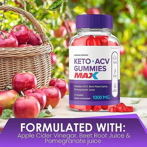 Nutrocell - Biolife Keto Gummies ACV Maax com Suco de Romã, Beterraba e B12 – 60 Gummys Max Strength Bio Lyfe (3 Pack)